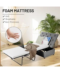 Folding Ottoman Sleeper Bed with Mattress Convenient Guest and Office Nap Solution