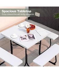 Slickblue Outdoor Picnic Table with 4 Benches and Umbrella Hole