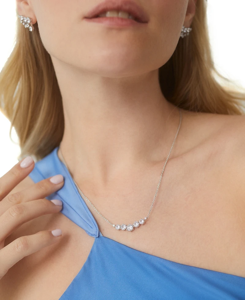 Eliot Danori Rhodium-Plated Cubic Zirconia Statement Necklace, 16" + 2" extender, Created for Macy's