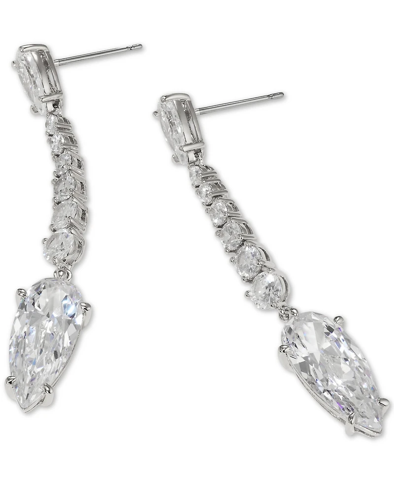 Eliot Danori Rhodium-Plated Cubic Zirconia Linear Drop Earrings, Created for Macy's