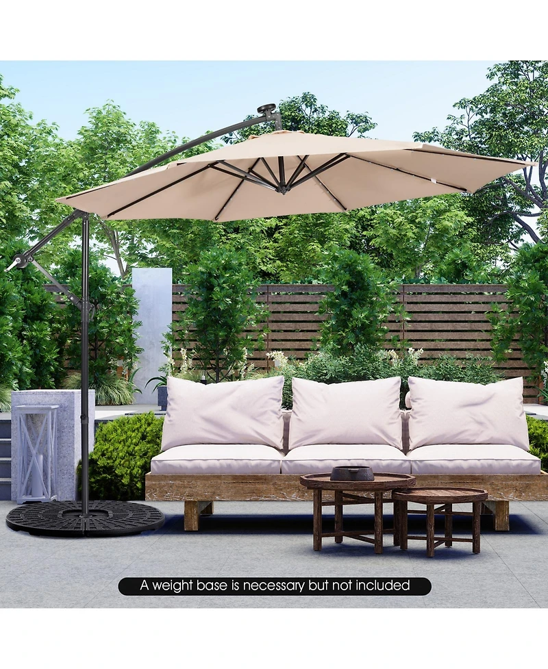 Patio Solar Powered Cantilever Umbrella with Tilting System