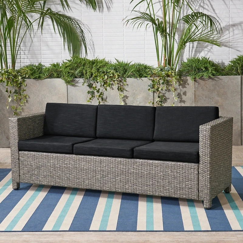 Streamdale Modern 3-Seater Outdoor Sofa With Water-Resistant Cushions