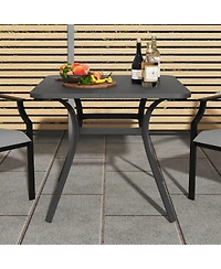 Slickblue 32 Inch Patio Dining Table Metal Square Table for Dining with 4 Curved Legs-Grey