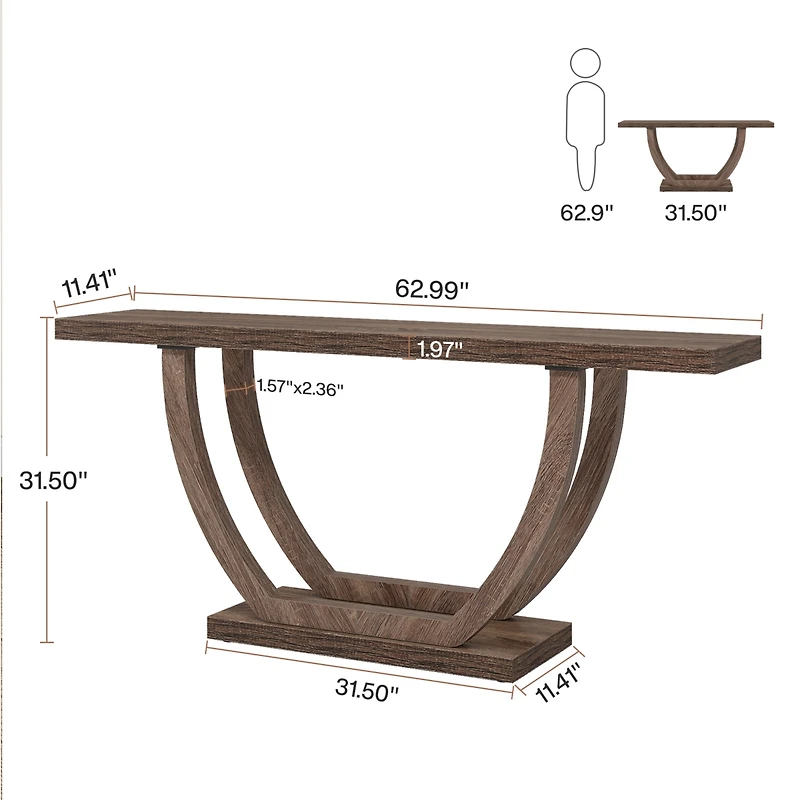 Tribesigns Console Table for Entryway: 63 Inches Farmhouse Wood Entry Foyer Entrance, Narrow Long Sofa Behind Couch with Metal Legs