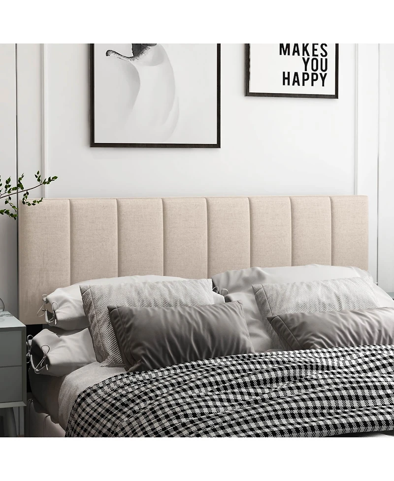 Slickblue Linen Upholstered Headboard with Solid Wood Legs and Adjustable Width