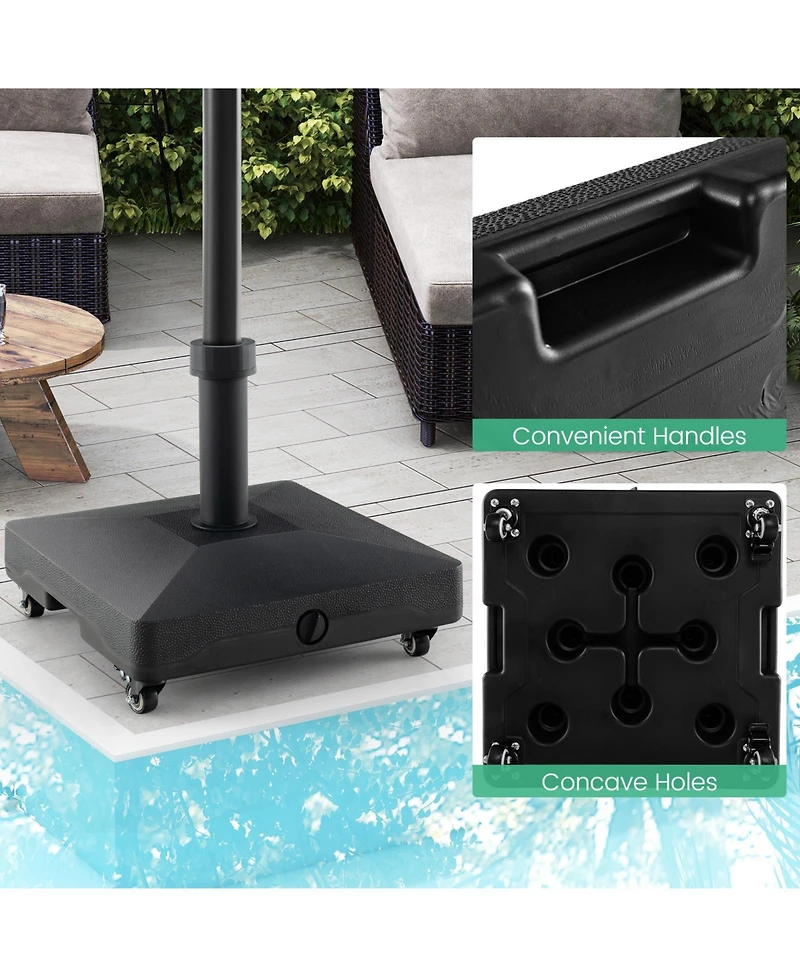 Fillable Umbrella Base Stand with Lockable Universal Wheels