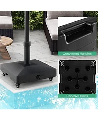 Fillable Umbrella Base Stand with Lockable Universal Wheels
