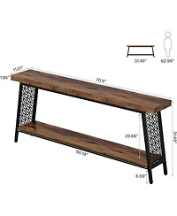 Tribesigns 70.9" Extra Long Console Table, 2-Tier Sofa Table with Storage, Industrial Entryway Table Behind Couch, Narrow Hallway Table Entrance Table