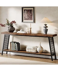 Tribesigns 70.9" Extra Long Console Table, 2-Tier Sofa Table with Storage, Industrial Entryway Table Behind Couch, Narrow Hallway Table Entrance Table