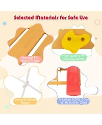 Costway 5-in-1 Indoor Jungle Gym Montessori Climbing Toys with Slide for Toddlers Wooden