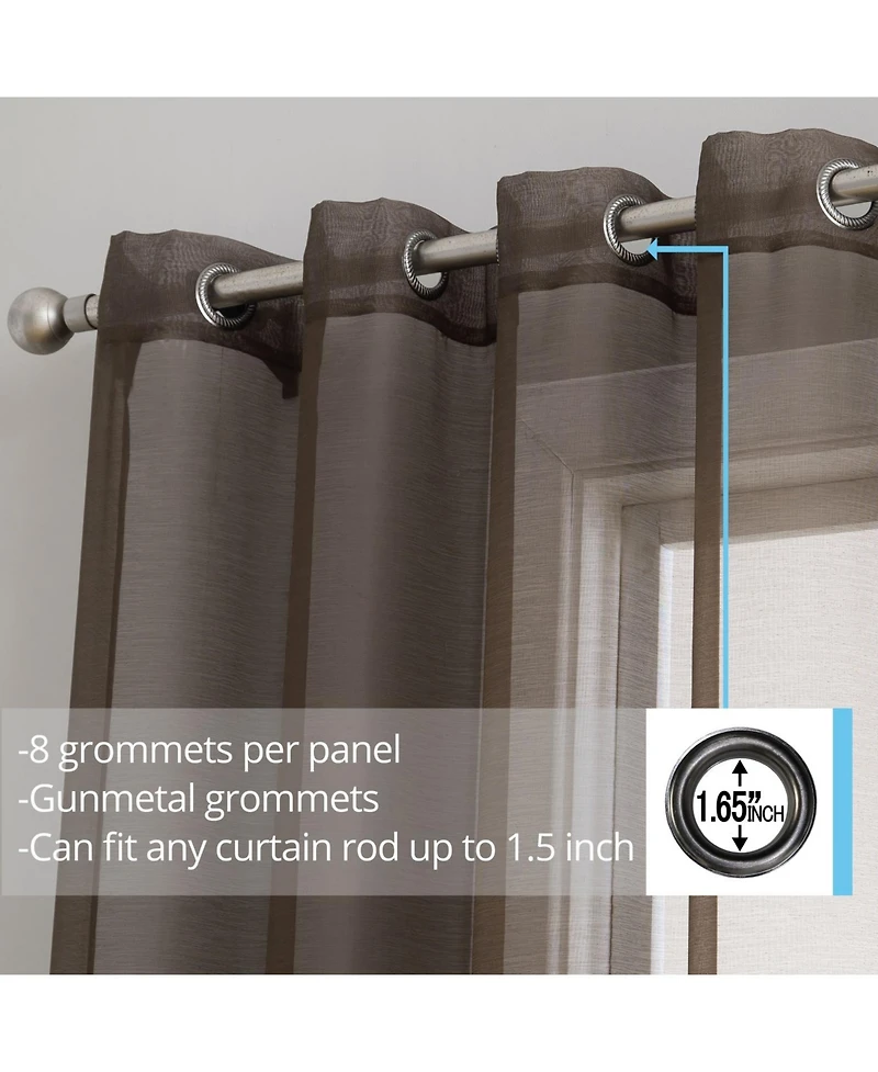 Hlc.me 2 Piece Semi Sheer Voile Window Curtain Drapes Grommet Panels for Bedroom