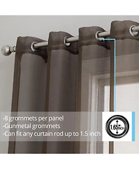 Hlc.me 2 Piece Semi Sheer Voile Window Curtain Drapes Grommet Panels for Bedroom