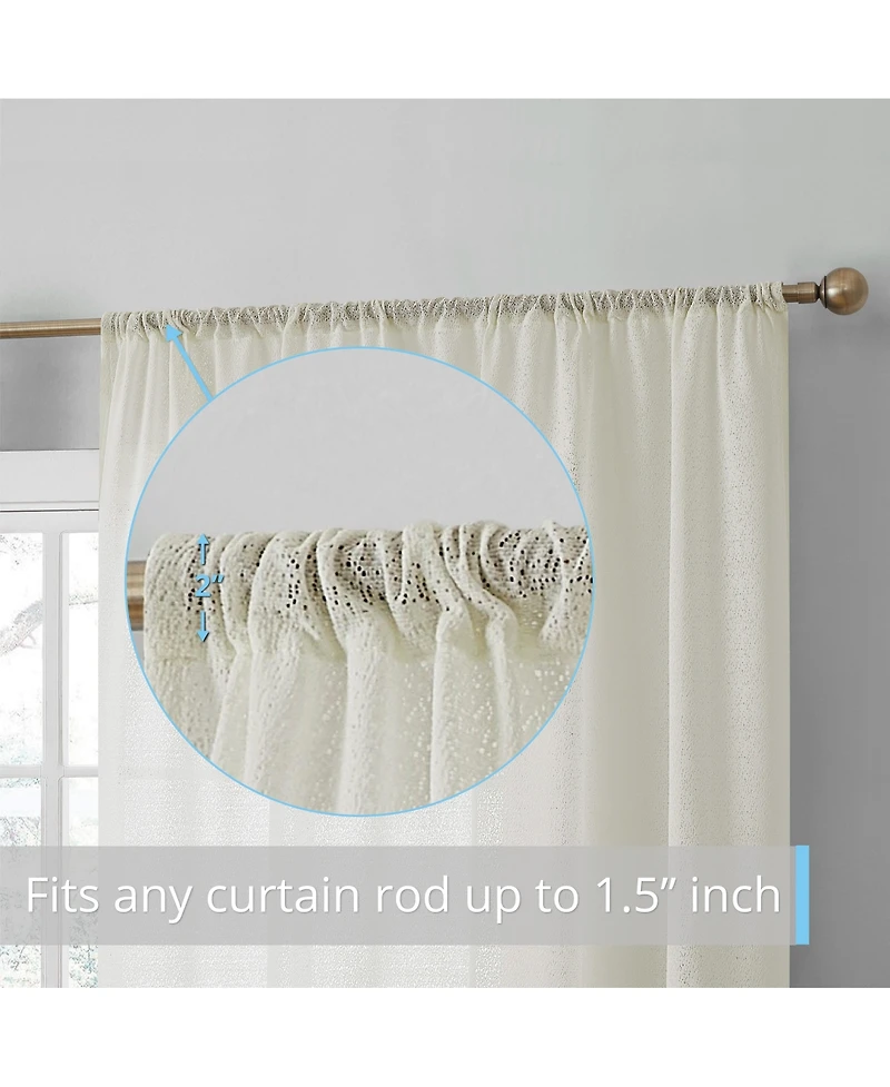 Hlc.me Monaco Premium Soft Decorative Ombre Lace Semi Sheer Light Filtering Rod Pocket Curtain Panels
