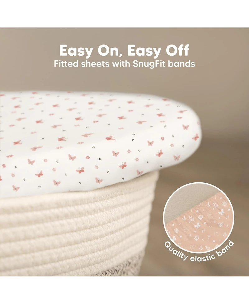 KeaBabies Bassinet Sheet for Baby Girls, Boys, 2-Pack Soothe Fitted Sheets, Bedside Mattress