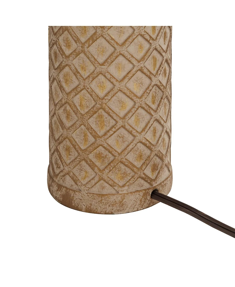 360 Lighting Gisele Cottage Table Lamp 24" High Gold Wash Lattice Column Tapered Drum Shade for Bedroom Living Room Bedside Nightstand Office Kid