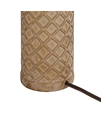 360 Lighting Gisele Cottage Table Lamp 24" High Gold Wash Lattice Column Tapered Drum Shade for Bedroom Living Room Bedside Nightstand Office Kid