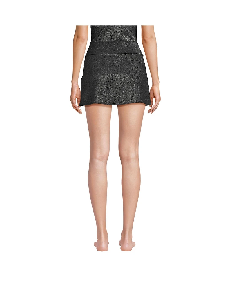 Lands' End Women's Chlorine Resistant Shine Twist Front Mini Swim Cover-up Skirt