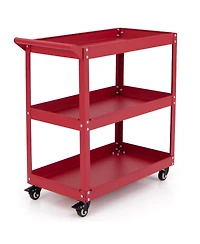 3-Tier Rolling Tool Cart with Lockable Wheels and Spacious Storage Shelves