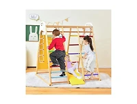 8-in-1 Wooden Jungle Gym Playset with Slide and Monkey Bars For Outdoor Play