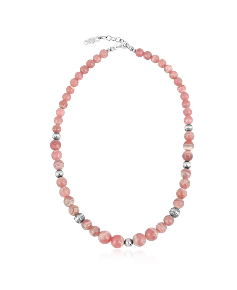 American West Jewelry Sterling Silver and Graduated Rhodochrosite Gemstone Bead Necklace, 20 Inches