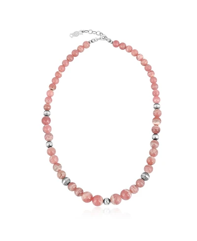 American West Jewelry Sterling Silver and Graduated Rhodochrosite Gemstone Bead Necklace, 20 Inches