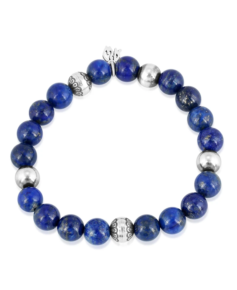 American West Jewelry Sterling Silver Lapis Lazuli Gemstone Stretch Bracelet, Size