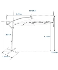 360° Rotation Solar Powered Led Patio Offset Umbrella without Weight Base