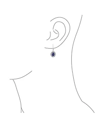 Bling Jewelry 3CTW Natural Stones Oval Bezel Set Lever Back Dangle Earrings Oxidized .925 Sterling Silver
