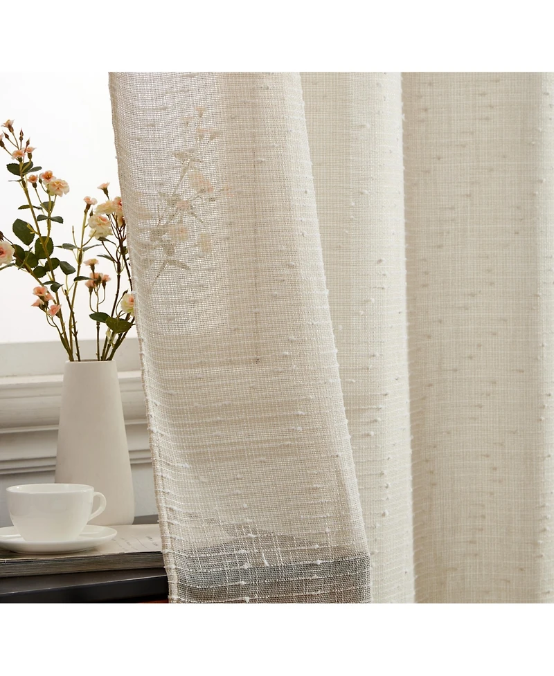 Hlc.me Emily Faux Linen Semi Sheer Light Filtering Transparent Grommet Lightweight Window Curtains Drapery Panels