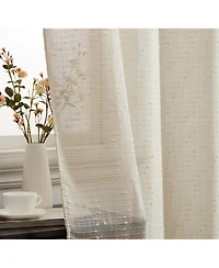 Hlc.me Emily Faux Linen Semi Sheer Light Filtering Transparent Grommet Lightweight Window Curtains Drapery Panels