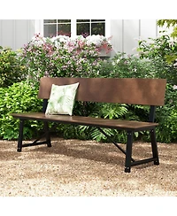 72 Inch Extra Long Bench with All-Weather Hdpe Seat & Back for Yard Garden Porch