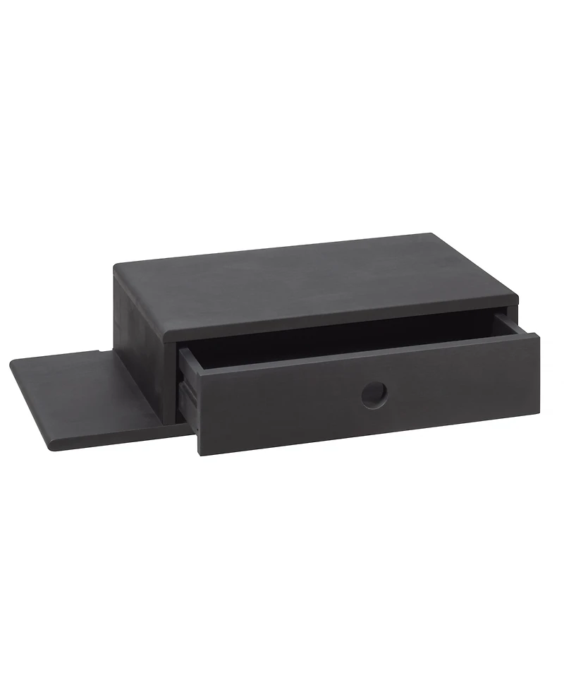 Woodek Black Hardwood Nightstand with an Open Shelf on the Left and a Drawer - Side Table for Bedroom