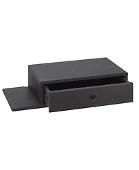 Woodek Black Hardwood Nightstand with an Open Shelf on the Left and a Drawer - Side Table for Bedroom