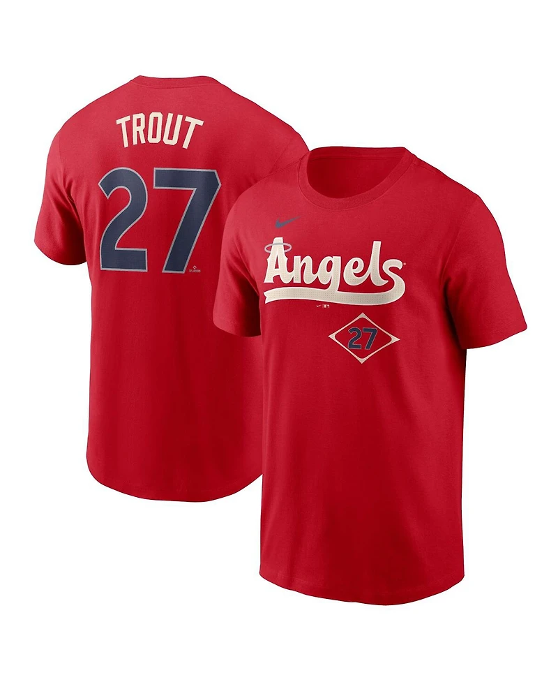 Nike Men's Mike Trout Red Los Angeles Angels City Connect Fuse Name Number T-Shirt