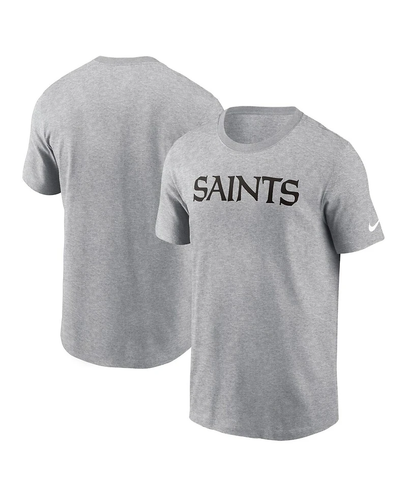 Nike Men's Heather Gray New Orleans Saints Primetime Wordmark Essential T-Shirt