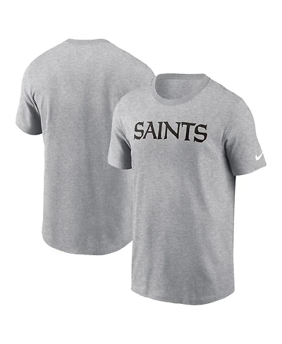 Nike Men's Heather Gray New Orleans Saints Primetime Wordmark Essential T-Shirt
