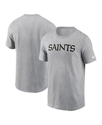 Nike Men's Heather Gray New Orleans Saints Primetime Wordmark Essential T-Shirt