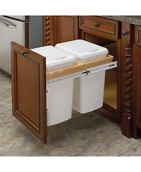 Rev-a-Shelf Double Pull Out Top Mount Trash Can 35 Qt, White, 4WCTM-18DM2-175