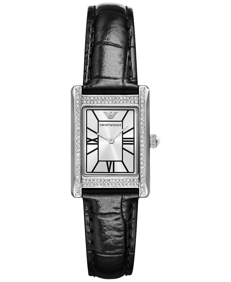 Emporio Armani Women's Black Leather Strap Watch 32mm