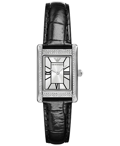 Emporio Armani Women's Black Leather Strap Watch 32mm