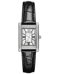Emporio Armani Women's Black Leather Strap Watch 32mm