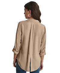 Dkny Jeans Women's Roll-Tab-Sleeve Button-Front Shirt - Pbl