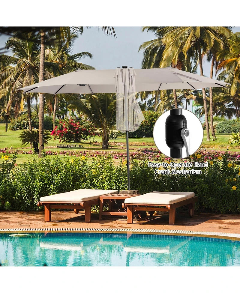 Slickblue Twin Patio Umbrella with Solar Led Lights for Outdoor Shade