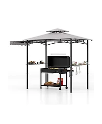 Slickblue 10.5 x 5 Ft Grill Gazebo with Side Awning and Double-Tiered Top-Grey