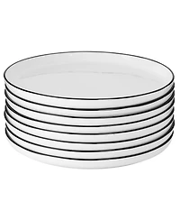 Gibson Home Oslo 8 Piece Porcelain Dinner Plate Set - Black Rim