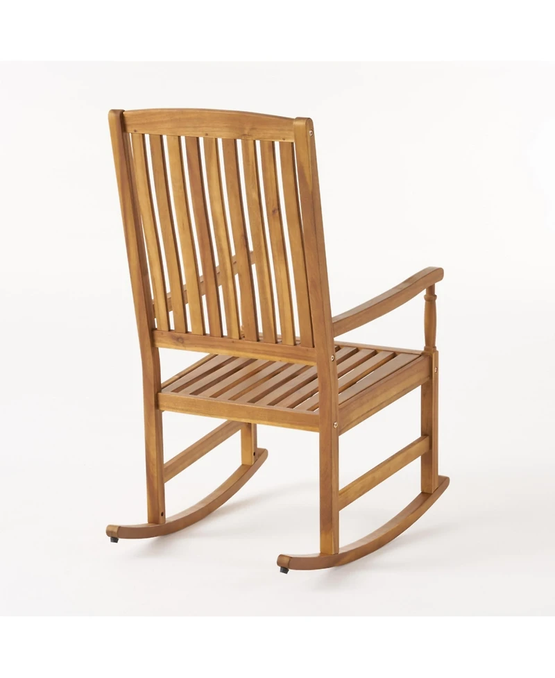 Streamdale Rustic Acacia Wood Rocking Chair With Traditional Slats