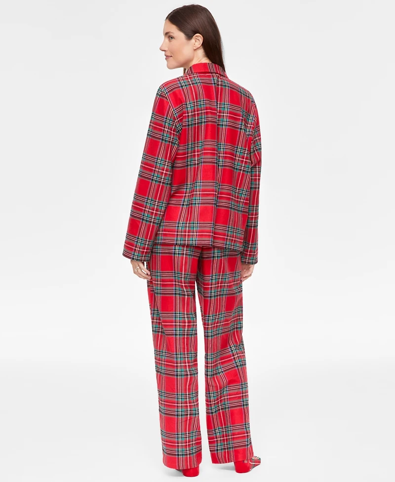 Holiday Lane Women's Brinkley Plaid Notch Collar Matching Family Pajamas Set, Created for Macy's