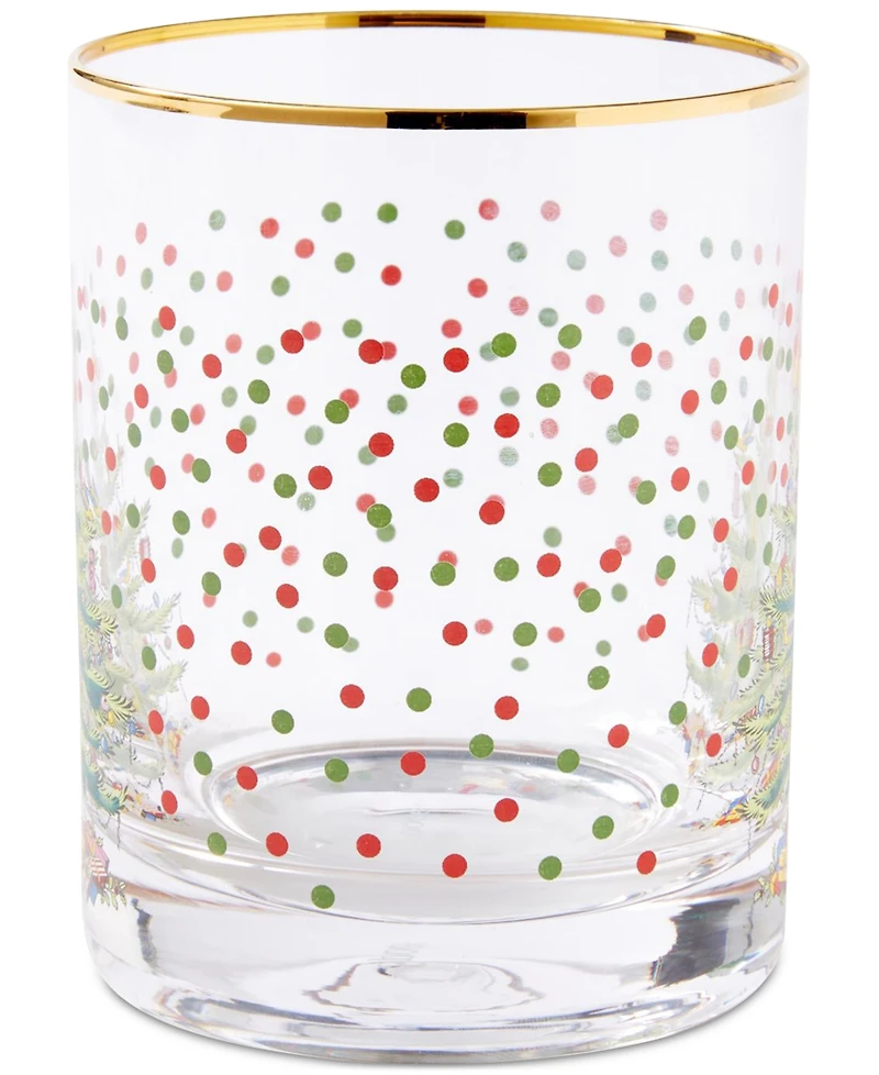 Spode Christmas Tree Polka Dot Double Old-Fashioned Glasses, Set of 4