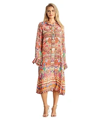 La Moda Clothing Women's Maxi Buttoned Overshirt