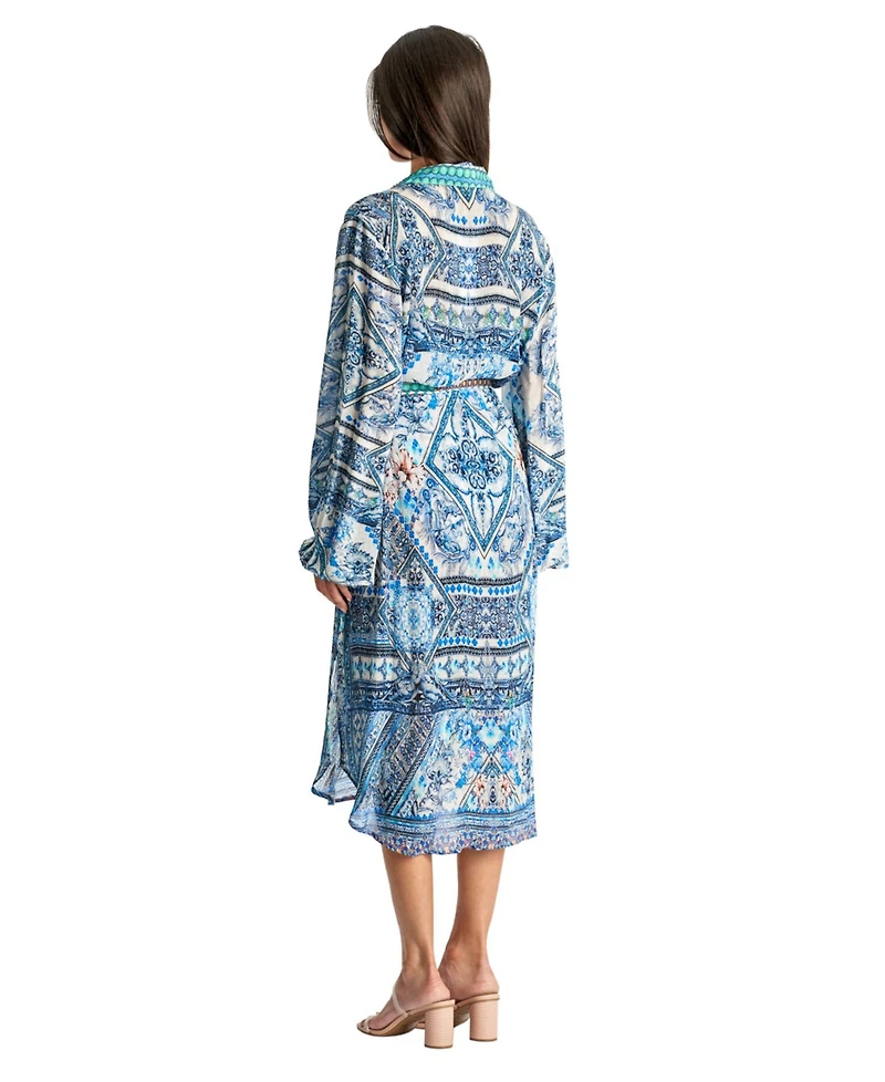 La Moda Clothing Women's Long Belted Overshirt